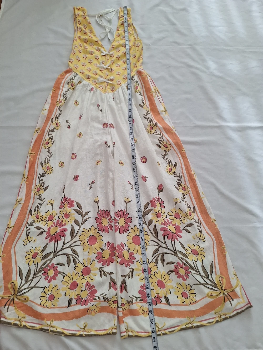 NWOT Free People Yellow and Cream Floral Backless Maxi Dress - Picture 4 of 11